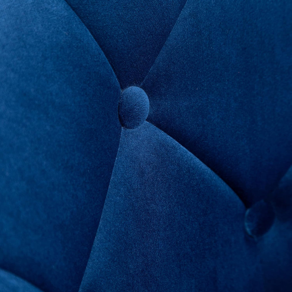 Roundhill Furniture Noas Velvet Upholstered Tufted Back Swivel Accent Chair, Blue