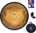 AS TEMAN HANDPAN Drum D minor 9 notes 22 inches, 432Hz, with gold finish, carrying bag, stand, cleaning cloth, drumstick.
