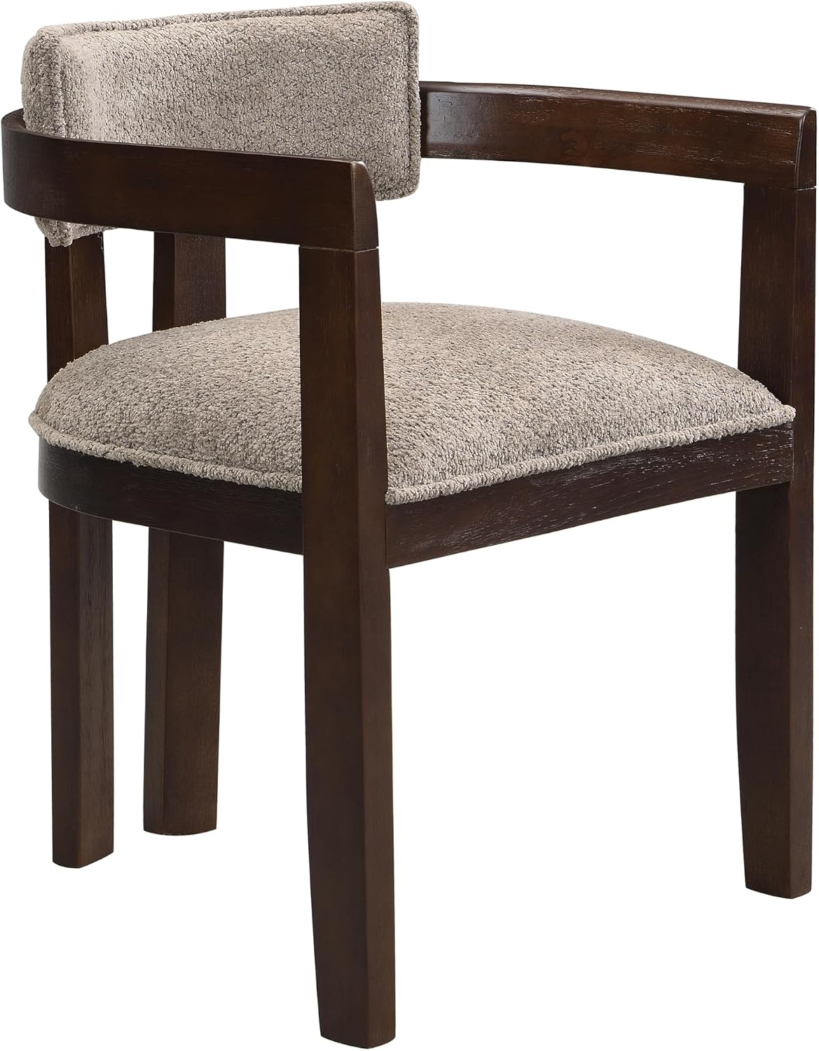 Christopher Knight Home Falcon Boucle Fabric Upholstered Dining Chairs Set of 2, Modern Wooden Dining Armchair, Curved Backrest Kitchen Side Chair,Living Room Accent Chair Extra Seat, Espresso