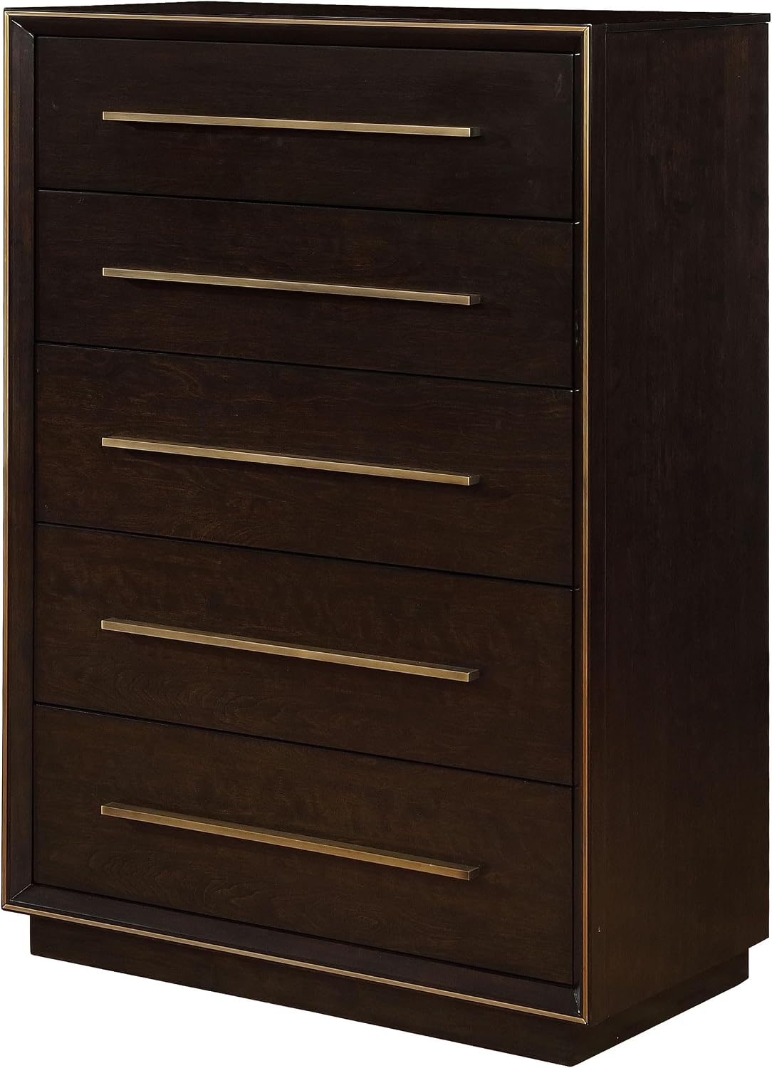 Coaster Home Furnishings - Durango - Wood - 5-Drawer Chest with Gold Accents, Linear Handles and Floating Base - Contemporary - Bedroom - Smoked Peppercorn - 223265
