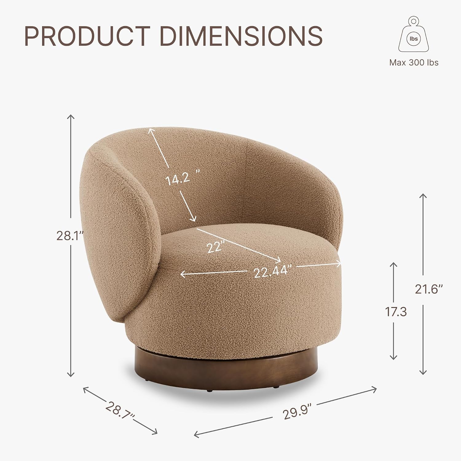 KISLOT Swivel Accent Chair Round Barrel Armchair Upholstered Performance Fabric for Living Room Bedroom Reading Waitingroom,2 PCS,Sand