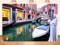 20x10ft Fabric Venice Narrow Canal Backdrop Colorful Buildings Gondola Background for Italian Travel Themed Party Decorations Balcony Wall Hanging Tapestry Photo Shoot Studio Props
