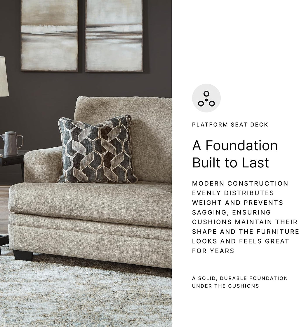 Signature Design by Ashley Stonemeade Transitional Oversized Chair with Reversible Seat Cushion and Accent Pillow, Taupe