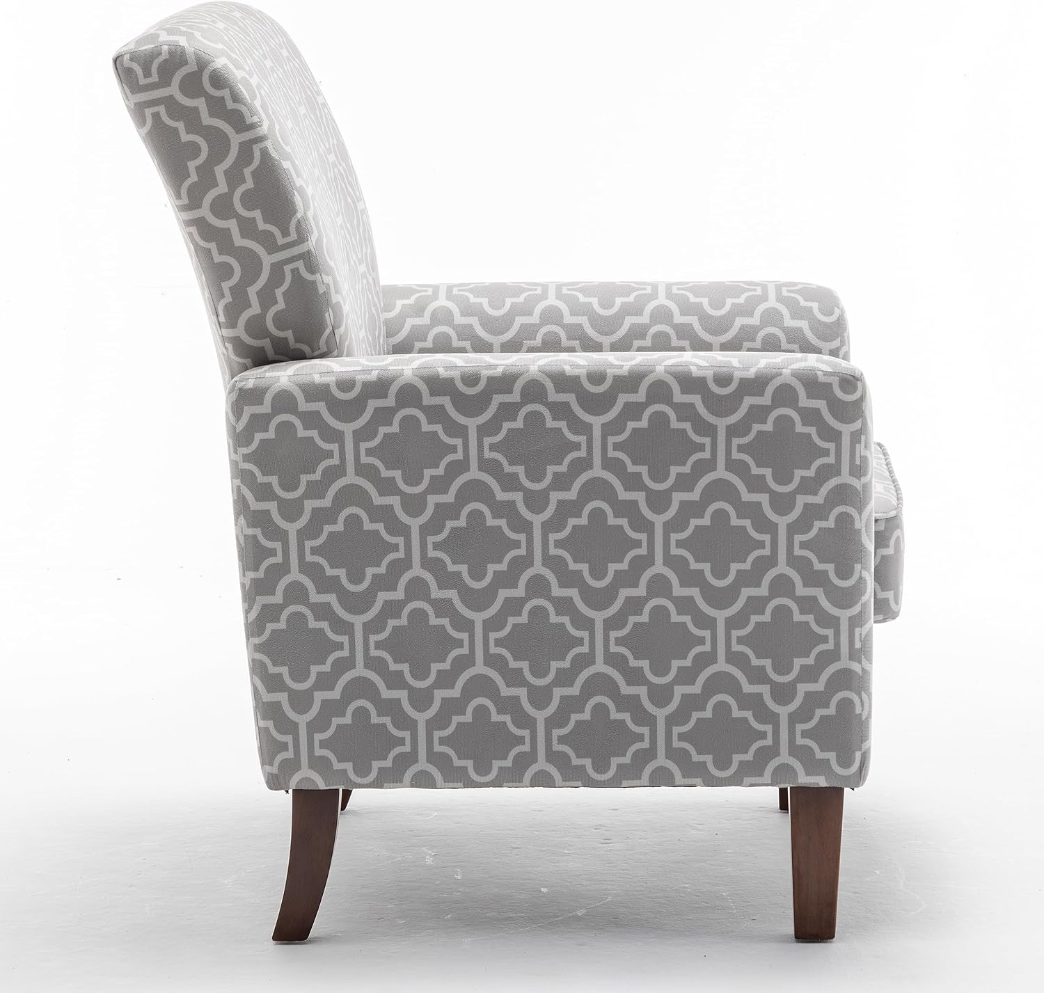 Container Furniture Direct Contemporary Accent Arm Chair with Birch Wood Frame and Velvet Upholstery, Armchair for Office and Living Room Decor, Removable Cushions, 03 Printed Fabric