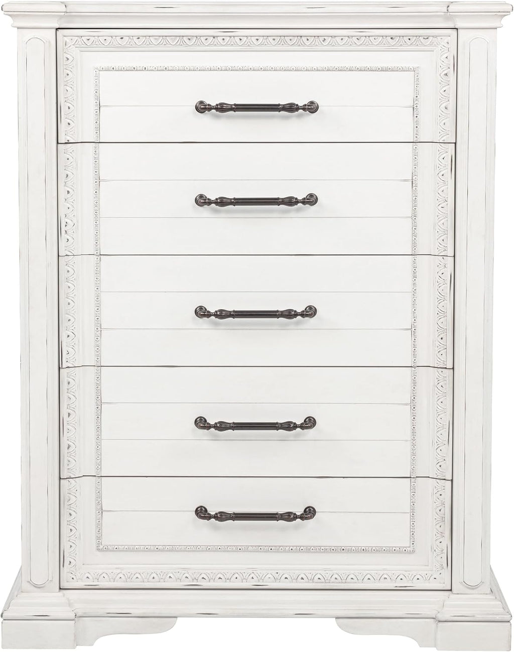Coaster Home Furnishings - McKinney - Wood - 5-Drawer Chest with Bar Pull Handles, Felt-Lined Top and Rectangular Profile - Bedroom - Vintage White - 215875