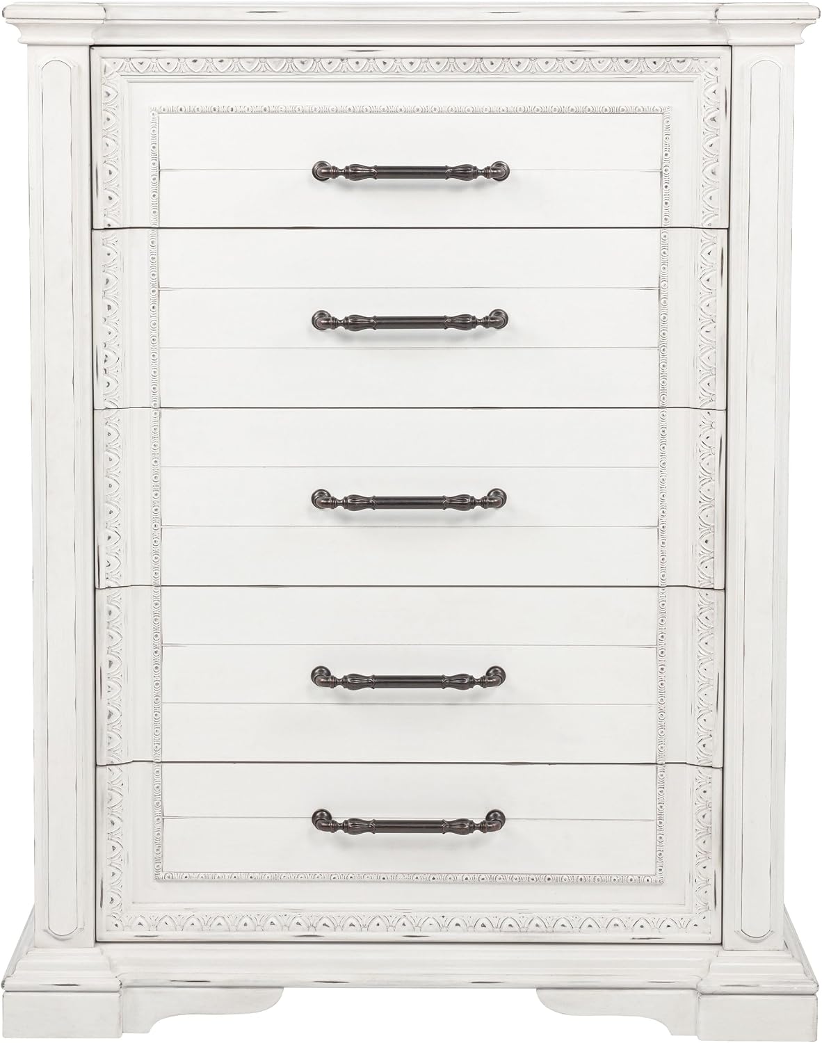 Coaster Home Furnishings - McKinney - Wood - 5-Drawer Chest with Bar Pull Handles, Felt-Lined Top and Rectangular Profile - Bedroom - Vintage White - 215875