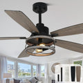 Bella Depot 52' Farmhouse Caged Ceiling Fan with Light, Remote Control & Silent Motor, Industrial Chandelier Style Fandelier for Bedroom Living Room Dining Room