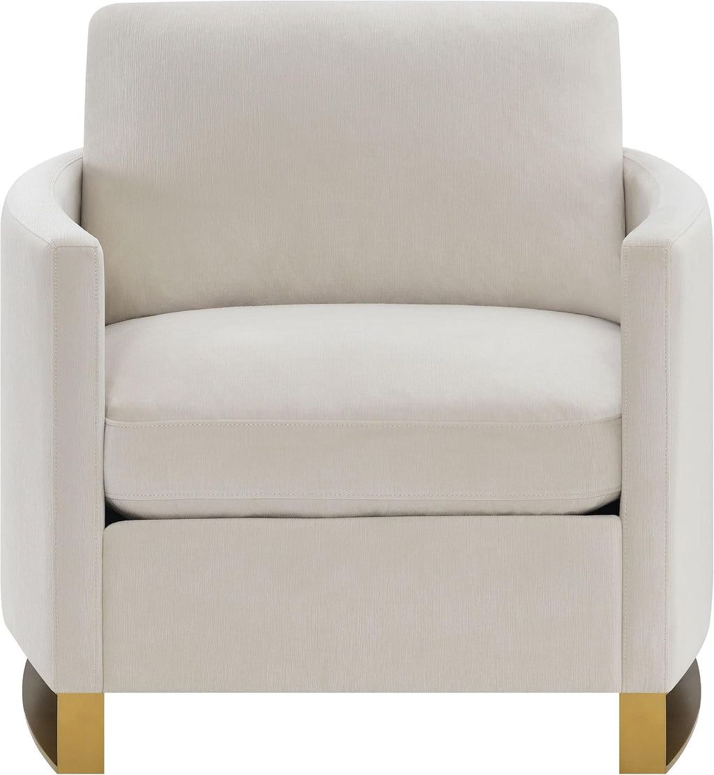 Coaster Home Furnishings - Corliss - Fabric Upholstered Curved Track Arm Accent Chair with Stainless Steel Legs, Gold Accents and Reversible Cushion - Living Room - Beige - 508823