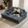 86' Oversized Chaise Lounge Chair Indoor with 2 Pillows,Sofa Bed Upholstered Recliner Chair,Comfy Corduroy Reading Chairs,Oversized Sleeper Couch for Living Room, Movie Room and Bedroom, Gray