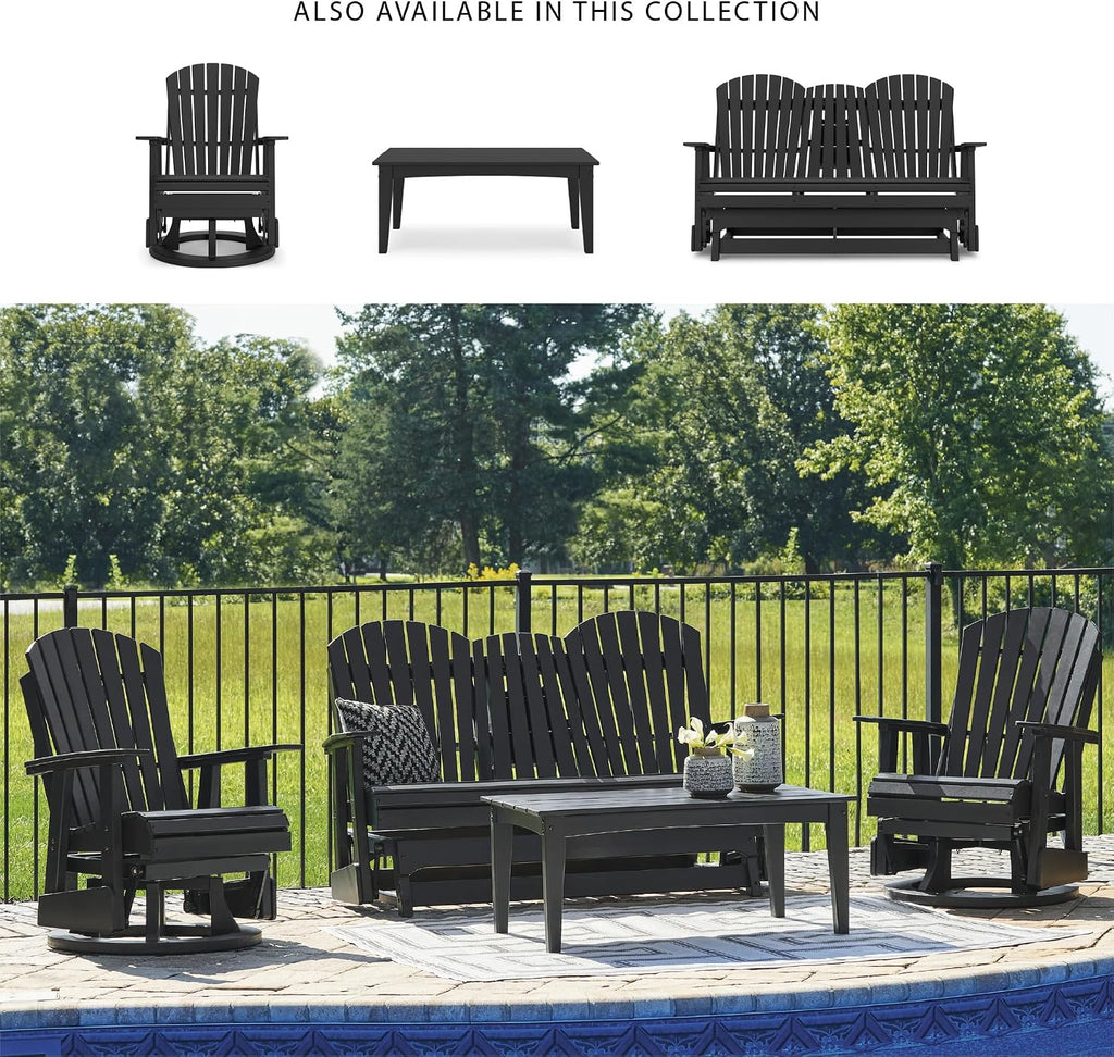 Signature Design by Ashley Hyland Wave Modern Weather Resistant HDPE Outdoor Coffee Table, Black