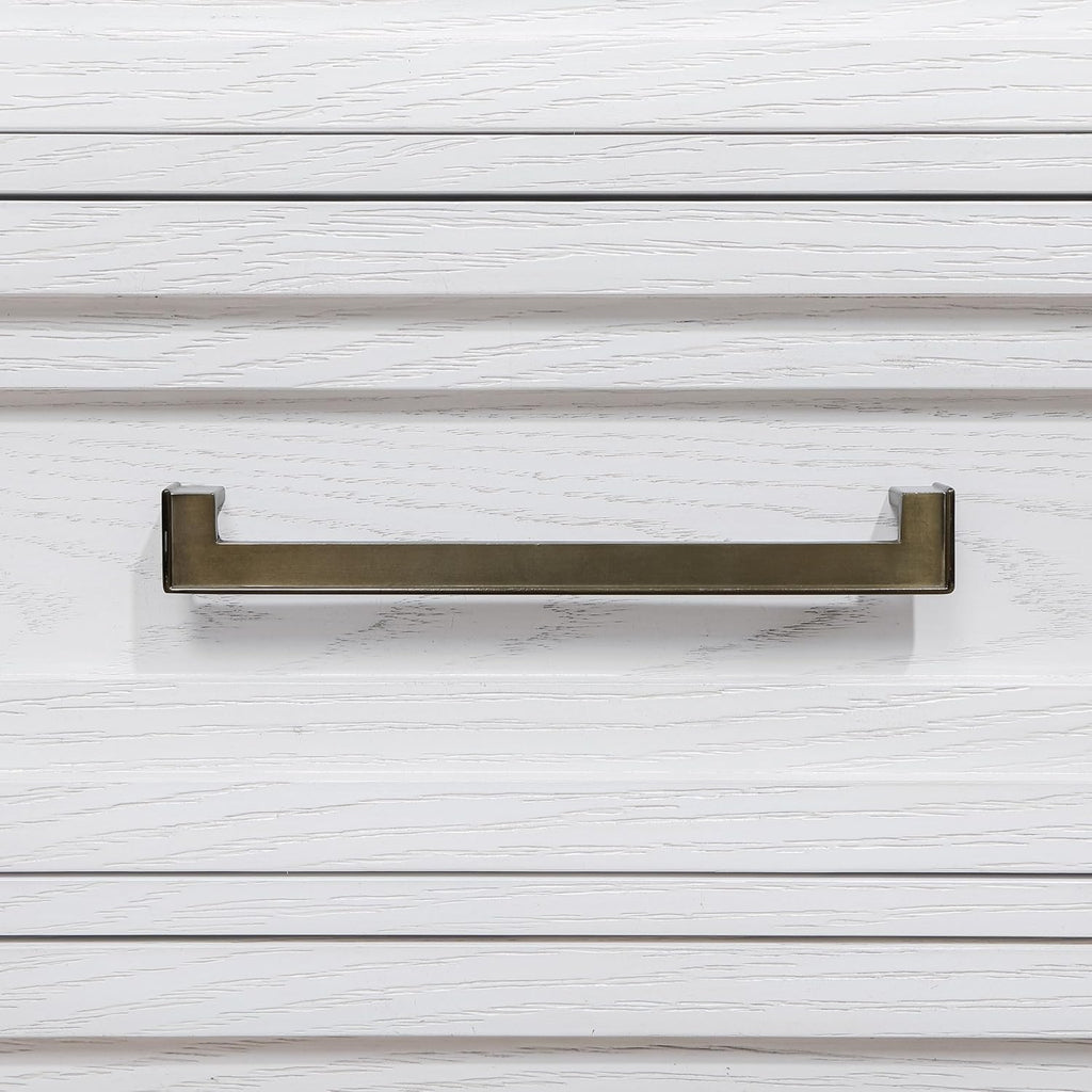 Coaster Home Furnishings - Marielle - Wood - 5-Drawer Chest with Antique Brass-Toned Bar Pulls and Tapered Legs - Transitional - Bedroom - Distressed White - 224845