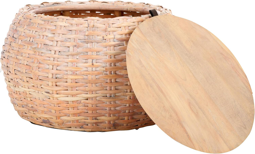 Safavieh Home Klarysa Natural White Wash Wood and Rattan Storage Coffee Table