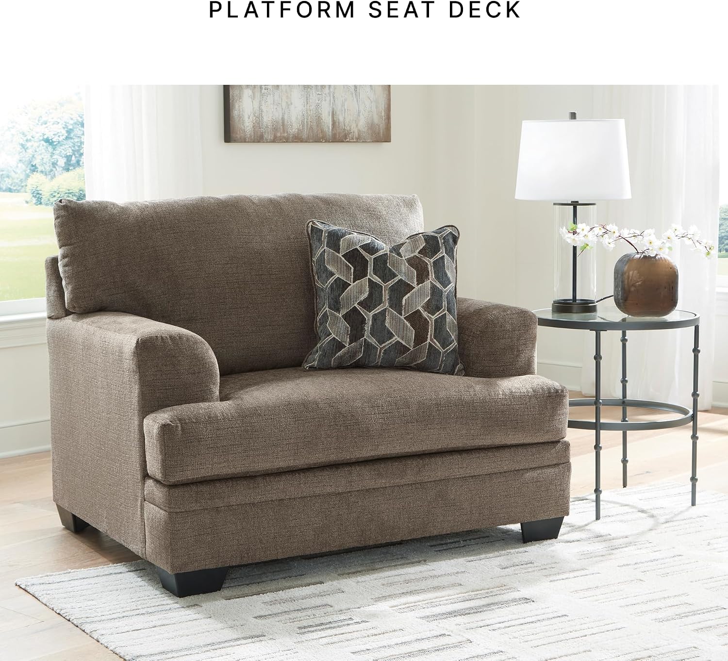 Signature Design by Ashley Stonemeade Urban Upholstered Oversized Chair with Reversible Seat Cushion, 1 Throw Pillow and Track Arms, Gray