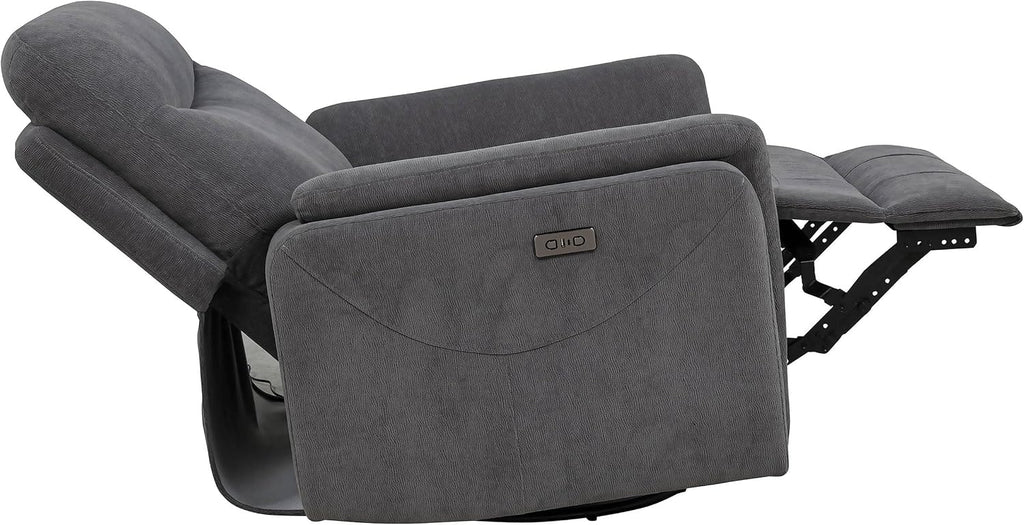 Coaster Home Furnishings - Adler - Upholstered Power Swivel Glider Recliner with Built-in Control Panel, Dual USB Ports, Foam Cushion and Transitional Style - Living Room - Charcoal Grey - 610443P