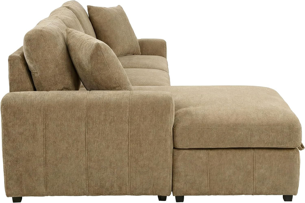Coaster Home Furnishings - Pastrana - Wood and Fabric - Sleeper Sectional Sofa with Left-arm-Facing Chaise, and Track Arms - Living Room - Camel - 500358