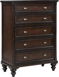 Coaster Home Furnishings Andover Traditional Wood 5-Drawer Bedroom Chest of Drawers Chiffonier Clothing Storage Cabinet Bedroom Armoire Tall Dresser Organizer Unit Dark Oak 223635