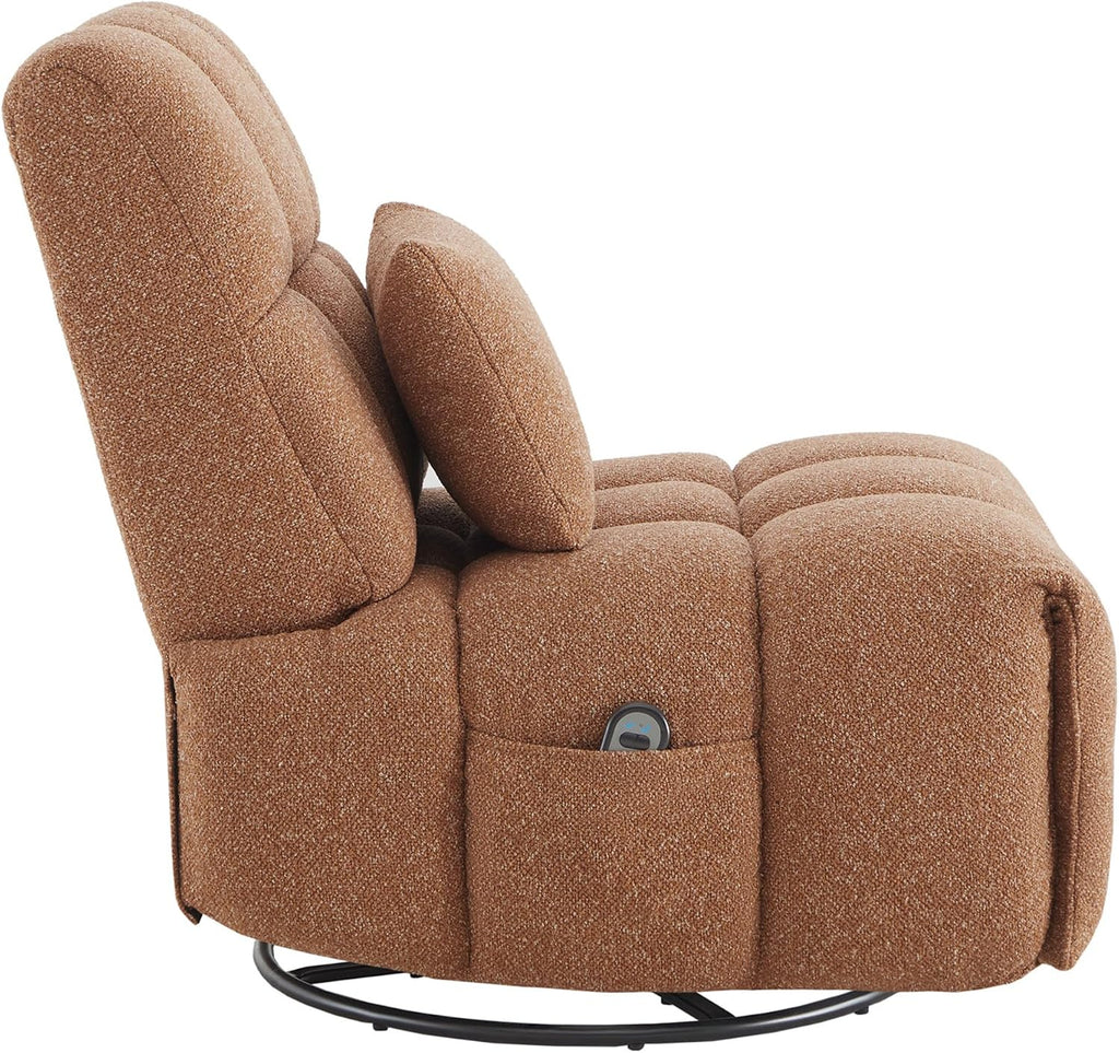 Watson & Whitely Oversized Power Recliner Chair for Adults, Swivel Rocker Recliner Chair with Lumbar Support, Ultra-Comfy Glider Recliner for Living Room Theater Seating Single Sofa, Terracotta
