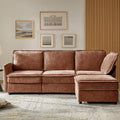 HULALA HOME 97'' Modular Sectional Sofa, L Shaped Couch with Storage Ottoman, Comfy Chenille Sofa with Deep Seat, 4 Seat Convertible Sectional Couches for Living Room, Burnt Orange