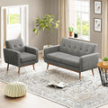HUIMO Living Room Set, Button Tufted Living Room Furniture Sets, Upholstered Modern Couch Set with Solid Frame, Sofa Set for Living Room (Dark Grey, 2 Piece Set-loveseat+Chair)