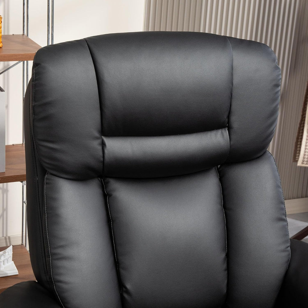 HOMCOM Recliner Chair with Ottoman, PU Leather Swivel Recliner with Comfy Footrest, Upholstered Adjustable Living Room Chair and Ottoman Set, Black