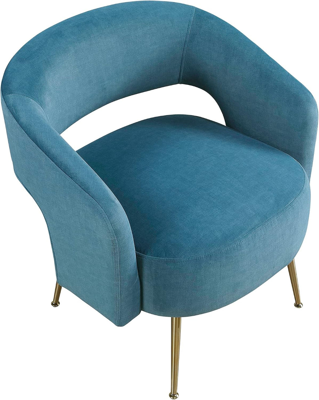 Lexicon Mid-Century Modern Velvet Accent Chair with Open Back, Gold Metal Legs, Upholstered Curved Barrel Armchair for Living Room/Bedroom/Office, Easy Assembly, Dark Teal