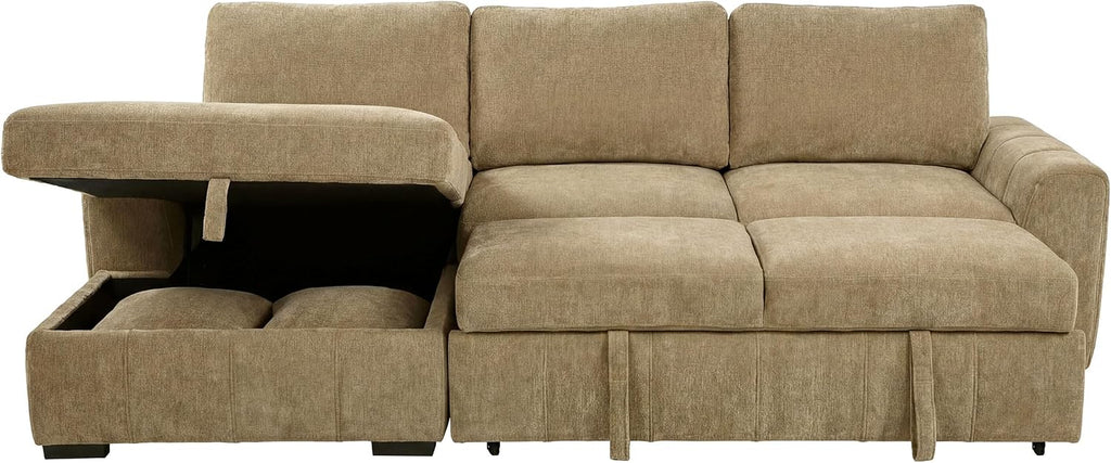 Coaster Home Furnishings - Pastrana - Wood and Fabric - Sleeper Sectional Sofa with Left-arm-Facing Chaise, and Track Arms - Living Room - Camel - 500358