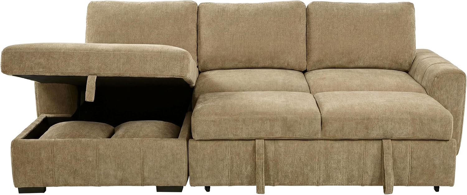 Coaster Home Furnishings - Pastrana - Wood and Fabric - Sleeper Sectional Sofa with Left-arm-Facing Chaise, and Track Arms - Living Room - Camel - 500358