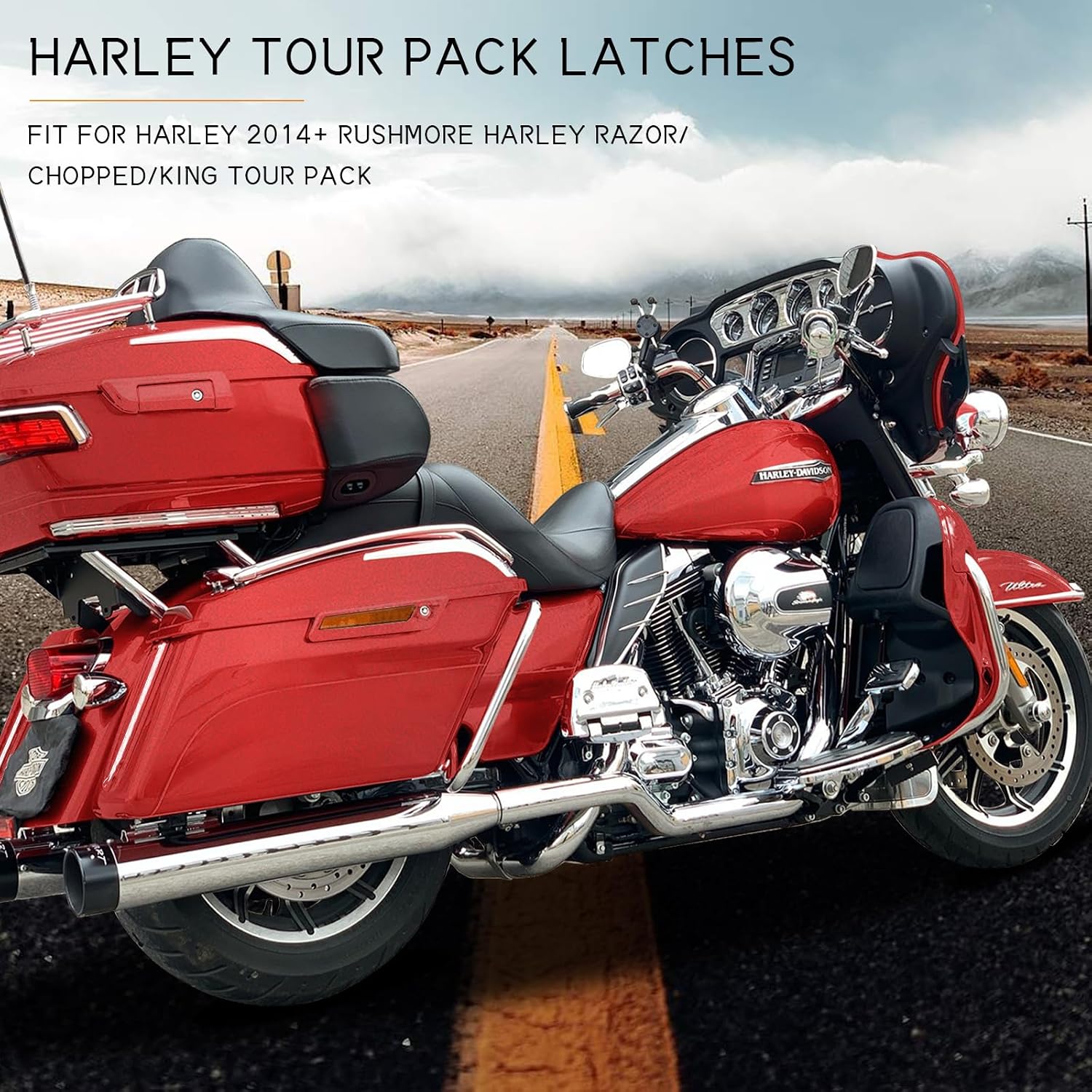Tour Pack Latches,Tour Pack Trunk Lid Latch with Keys Fit for Harley Touring/Road King/Road Glide/Street Glide/Electra Glide/Ultra-Classic 2014+ Hard Candy Hot Rod Red Flake