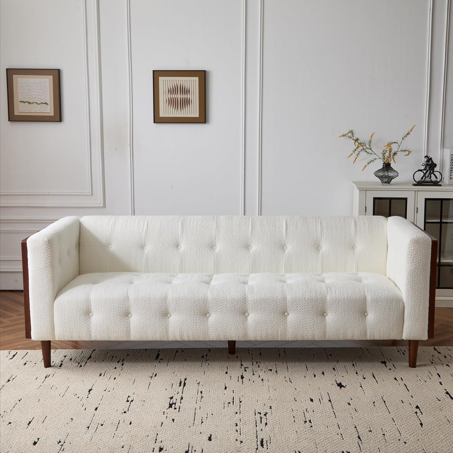 Christopher Knight Home Almab 82 Inches Sofa Couch, Cozy Couch Sofa, Boucle Upholstered 3-Seater Sofa, Wood Frame Couch, Comfy Couches for Living Room and Office, Modern Couch and Sofa, Beige