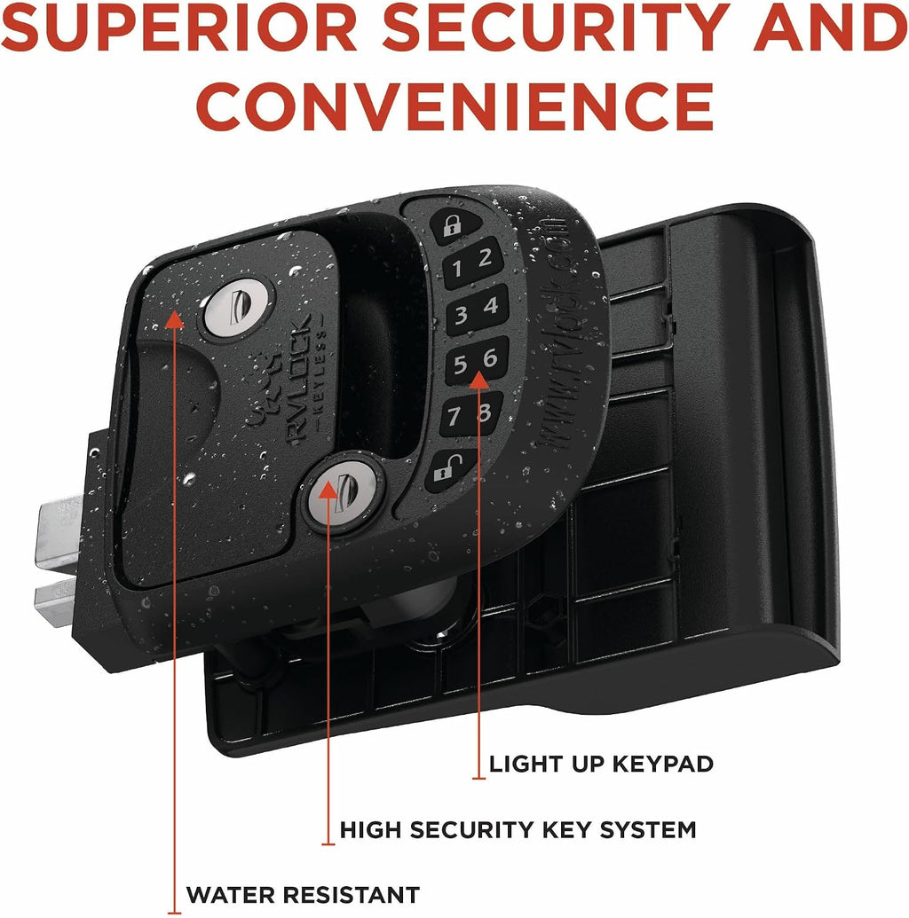 RVLOCK Compact RV Lock Keyless Entry, Secure Replacement for Camper Latch, Great RV Door Lock Replacement for Trailers with Patented Security Technology