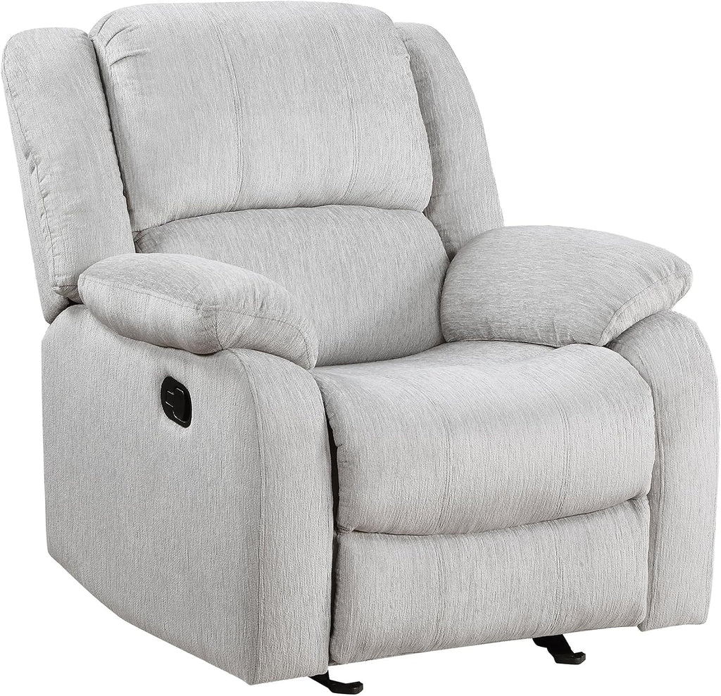 Lexicon Manual Glider Recliner Sofa Chair, Home Theater Seating, Wall Hugger Manual Reclining Nursery Chair for Bedroom/Living Room/Office/Apartment, Grey Chenille