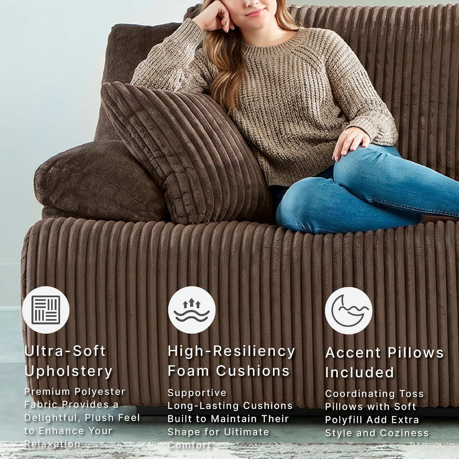 Signature Design by Ashley Top Tier Modern 2-Piece Reclining Sectional Loveseat with 4 Accent Pillows, Dark Brown