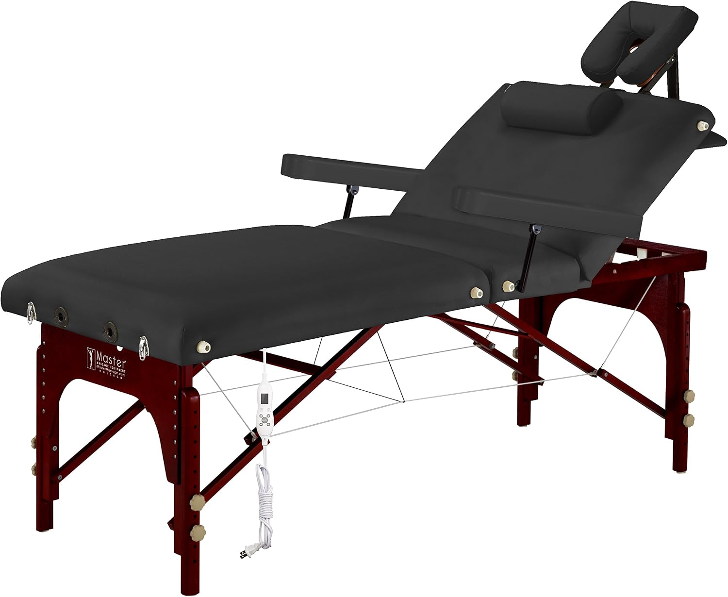 Master Massage 31' Montclair Salon Spa Beauty Therma Top Best Portable Massage Table Bed Couch Package with Deluxe Adjustable Headrest- Black Color WITH MEMORY FOAM