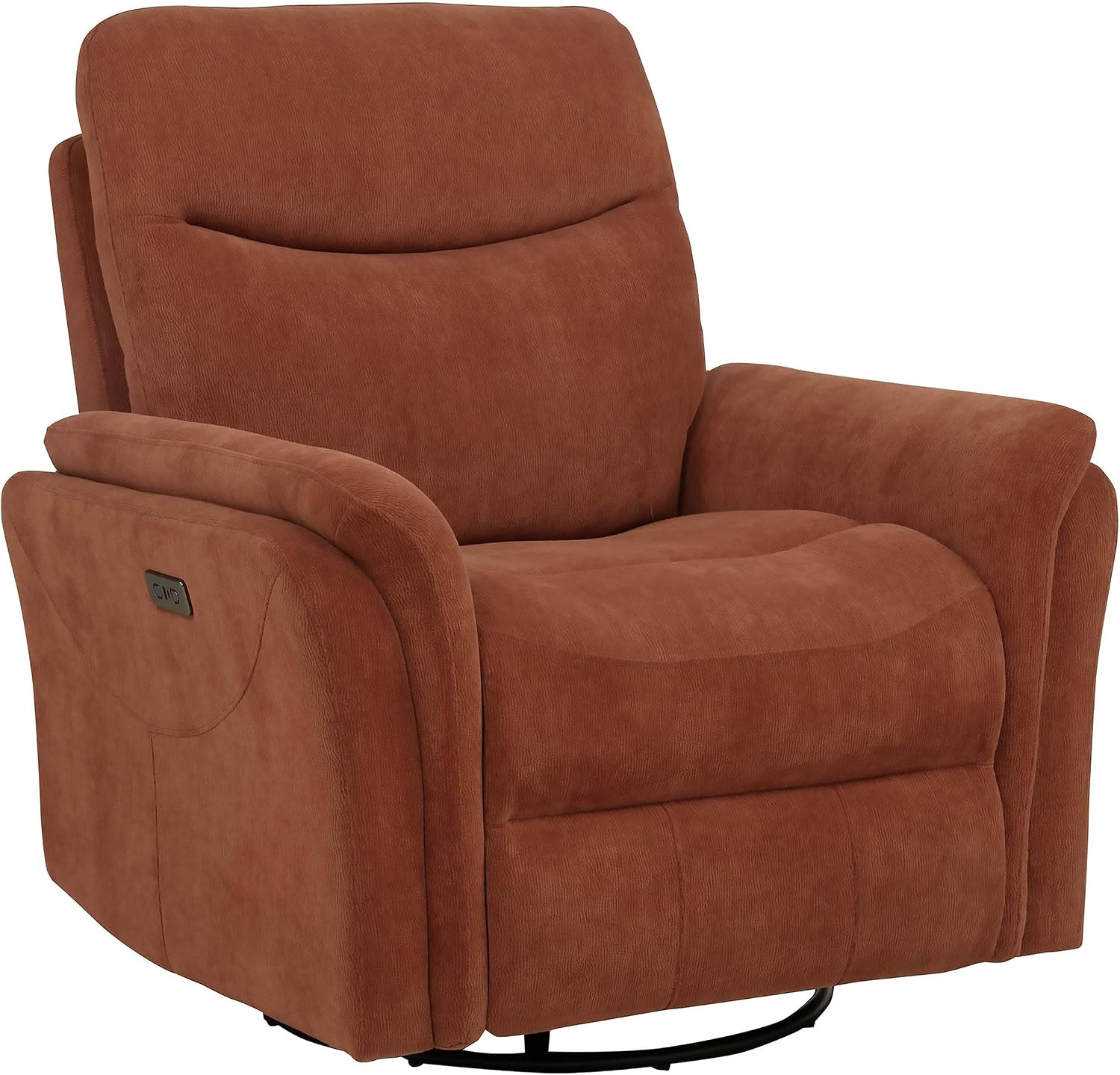 Coaster Home Furnishings - Adler - Upholstered Power Swivel Glider Recliner with Built-in Control Panel, Dual USB Ports, Foam Cushion and Transitional Style - Living Room - Rust - 610433P