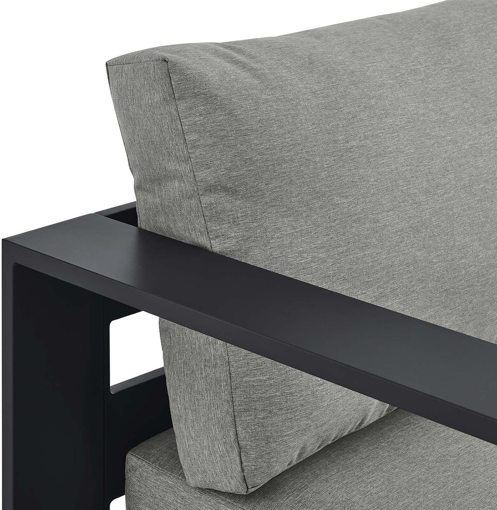 Modway Tahoe Aluminum Outdoor Chaise Lounge Gray with Weather-Resistant Cushions, Modular Left-Facing Patio Lounger for Pool Furniture or Sectional Sofa Set