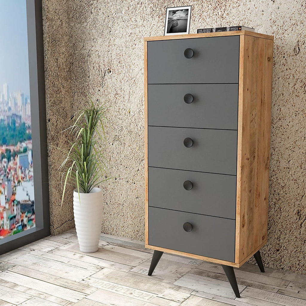 WELL HOME MOBILIARIO & DECORACIÓN Atlantic Pine Furniture Anthracite with 100% Melamine Coated Chipboard, 49 x 118.4 x 40 cm