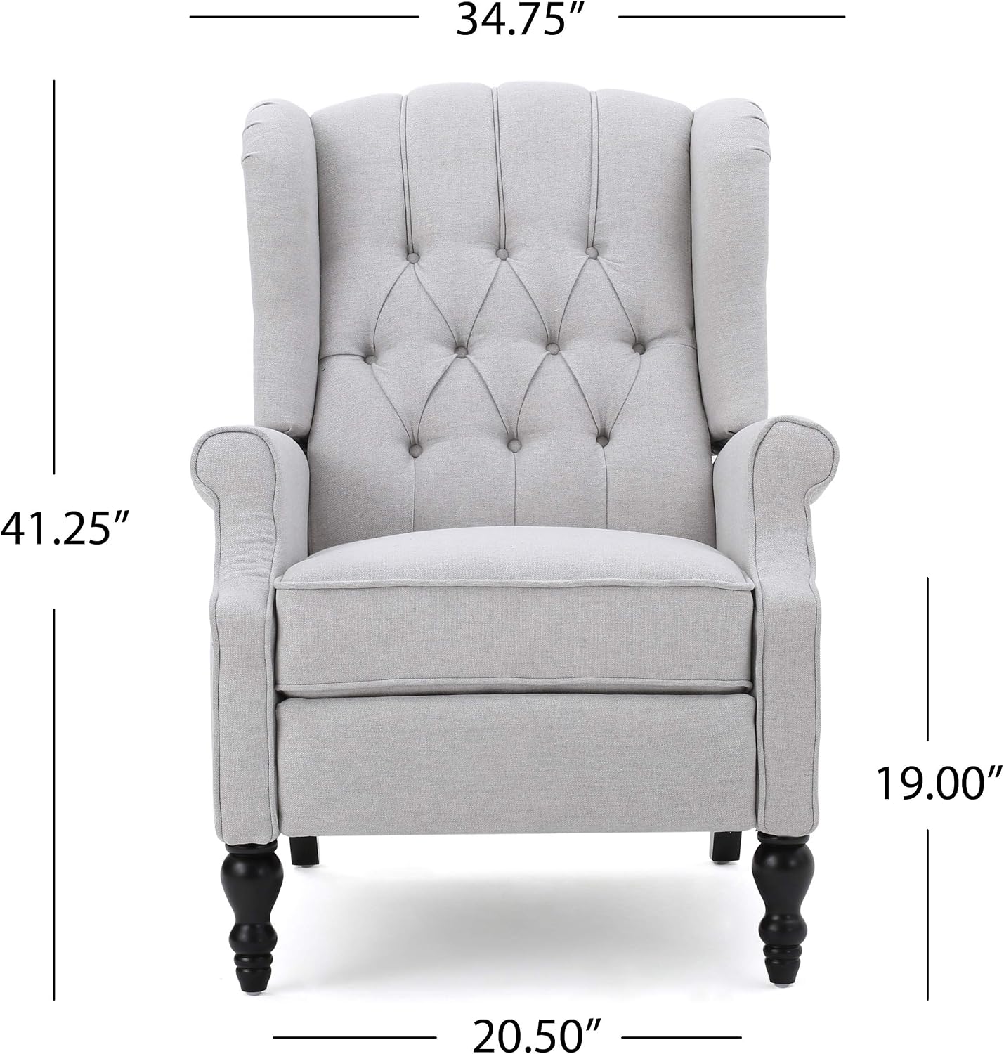 Christopher Knight Home Earlean Fabric Recliner (Set of 2), Light Gray, Dark Brown