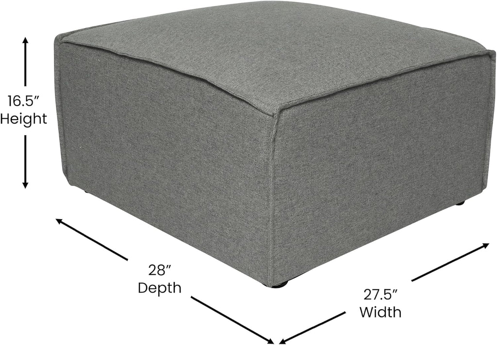 Flash Furniture Bridgetown Fabric Ottoman Module for Sectional Sofa, Customizable Modular Couch Ottoman, Dark Gray