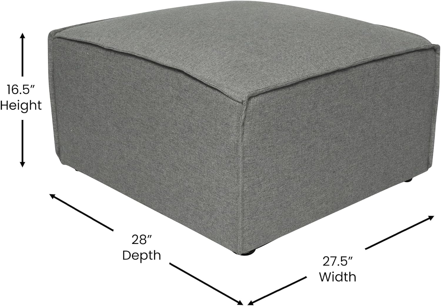 Flash Furniture Bridgetown Fabric Ottoman Module for Sectional Sofa, Customizable Modular Couch Ottoman, Dark Gray