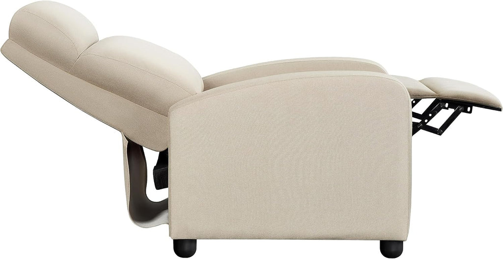 Topeakmart Fabric Recliner Sofa Push Back Recliner Chair Adjustable Modern Single Reclining Chair Upholstered Sofa with Pocket Spring Living Room Bedroom Home Theater Beige