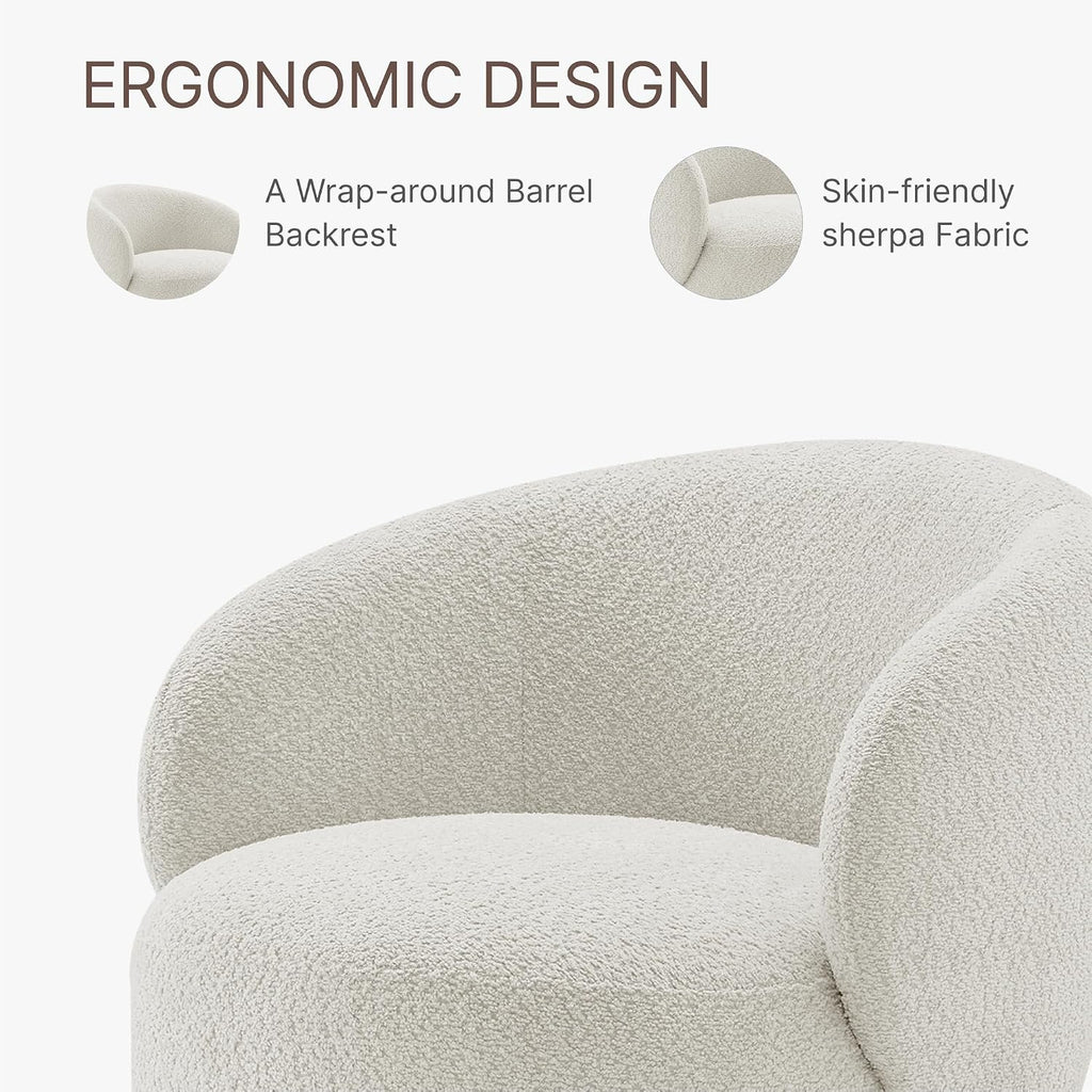 KISLOT Swivel Accent Chair Round Barrel Armchair Upholstered Performance Fabric for Living Room Bedroom Reading Waitingroom,2 PCS,Cream