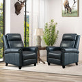 CANMOV Leather Recliner Chair Set of 2, Classic and Traditional Push Back Recliner Chair with Comfortable Arms and Back for Living Room Bedroom Adjustable Single Sofa,Navy Blue