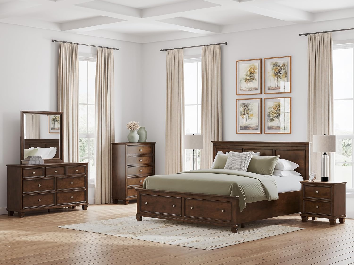 Signature Design by Ashley Danabrin Traditional 5 Drawer Chest for Bedroom, Dark Brown