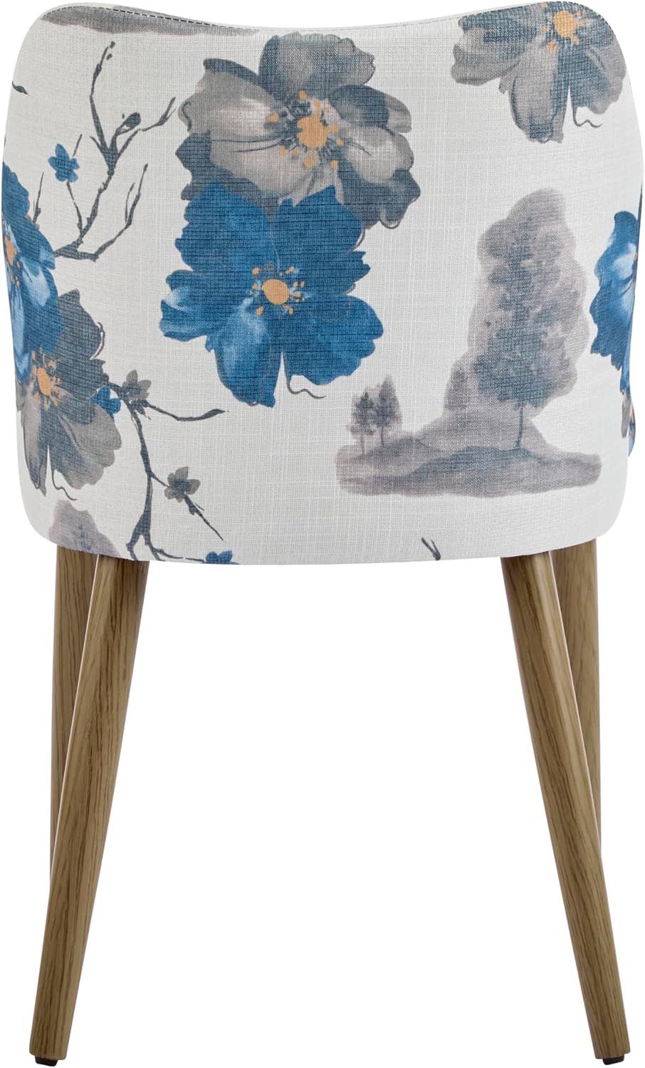Christopher Knight Home Ringo Modern Fabric Upholstered Dining Chairs Set of 2, Wooden Dining Room Armless Chair, Curved Backrest Kitchen Side Chair, Brown+Blue+White