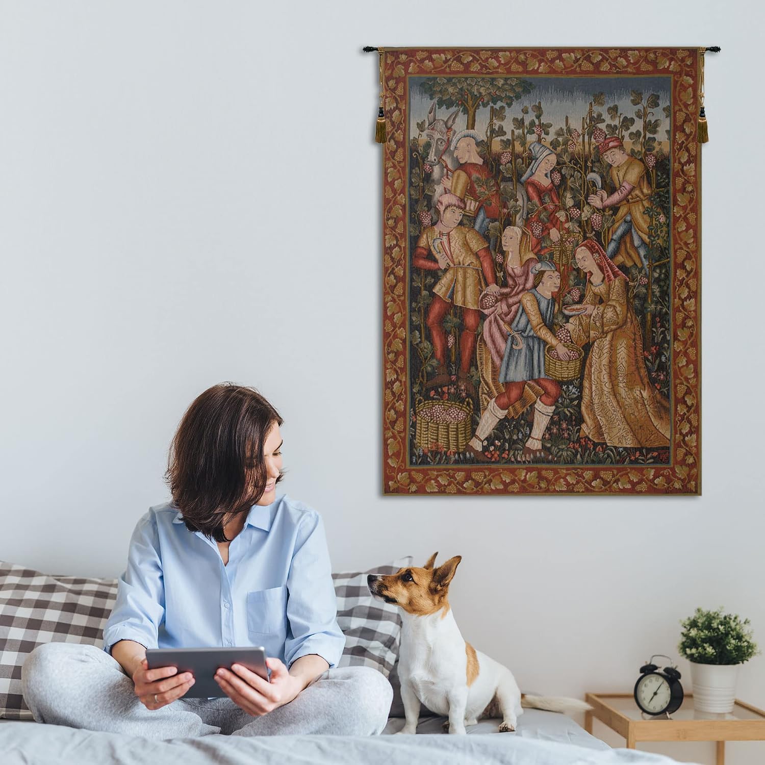 C Charlotte Home Furnishings Inc. Vendanges French Tapestry Wall Hanging 58 X 41 Inch Viscose Cotton And Polyester Blend Wall Art Woven In France Perfect For Home Decor And Wall Decor