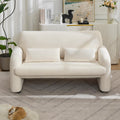 WUTUTUEE 56'' Corduroy Loveseat Sofa, 2 Seater Love Seat Couch for Small Space, Comfy Upholstered Modern Leisure Loveseat Couches with Lumbar Pillows for Bedroom, Office, Living Room, White