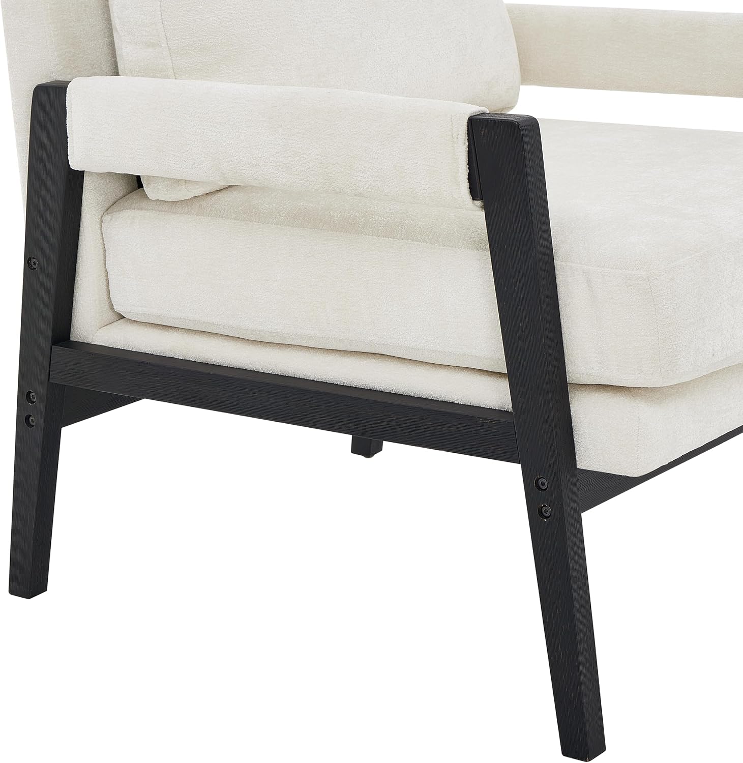 Roundhill Furniture Kelly Mid-Century Modern Chenille Upholstered Accent Armchair, White