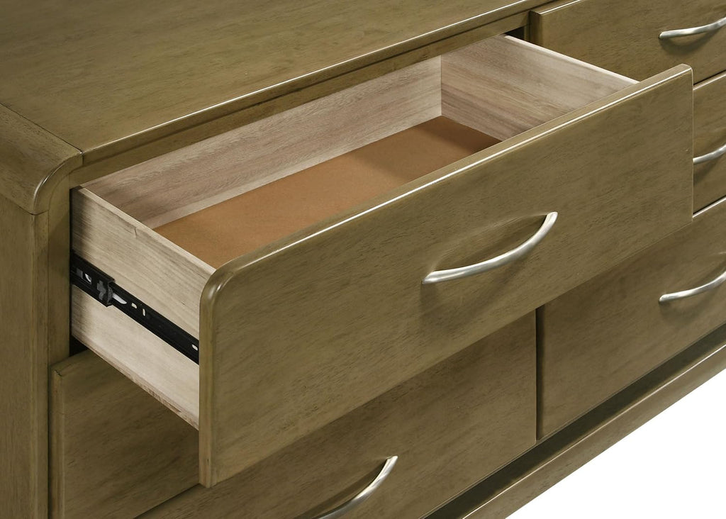 Coaster Home Furnishings - Amsbury - Wood - 6-Drawer Dresser with Metal Extension Glides, Matte Nickel Hardware, Rounded Corners and Transitional Style - Bedroom - Nutmeg - 224273