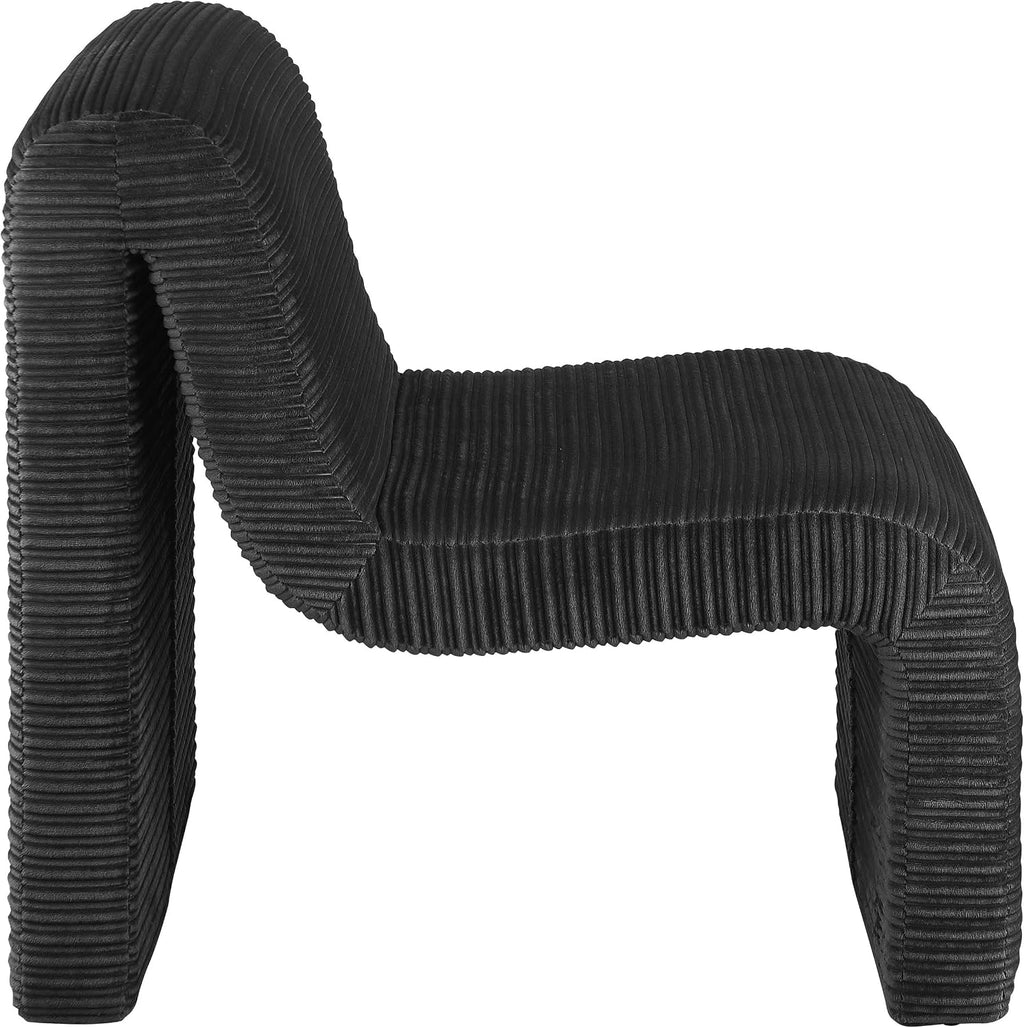 Coaster Home Furnishings - Drayton - Wood and Metal - Upholstered Armless Accent Chair with Sinuous Curves, Ribbed Detailing and Foam Padding - Living Room - Black - 907526
