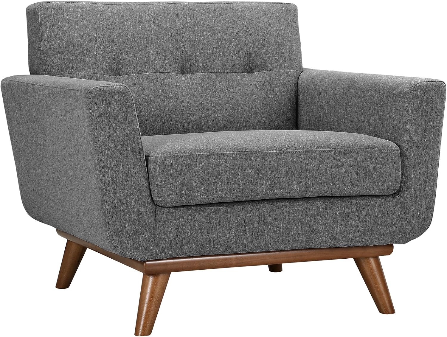 Modway Engage Mid-Century Modern Upholstered Fabric Accent Arm Lounge Chair in Expectation Gray